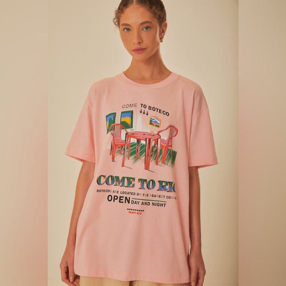 FARM RIO Come To Rio Pink Cotton Tee M - Picture 1 of 5